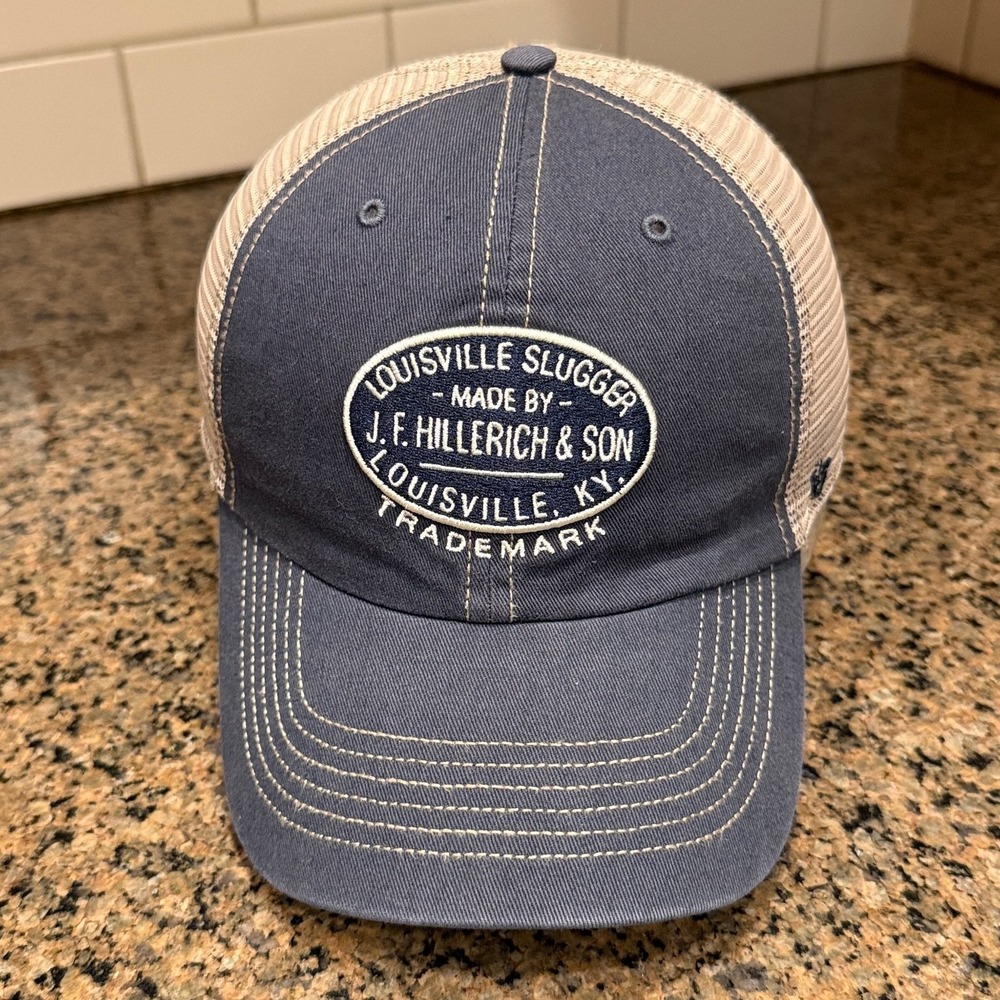 Louisville Slugger '47 Brand Trucker Hat Men's Osfa Navy Tan Snapback Baseball